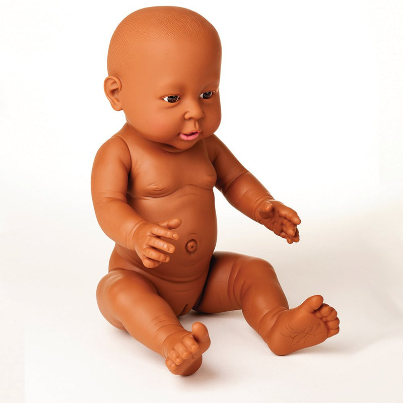 Nyfødt Pigedukke i plast - uden hår - Afrikansk - 1 stk - fra 18 mdr - Billede 1