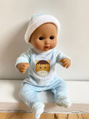 Dukketøj - 25-31 cm - Lyseblå sovedragt inkl. hue - Fra 3 år. - Billede 1