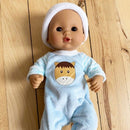 Dukketøj - 25-31 cm - Lyseblå sovedragt inkl. hue - Fra 3 år. - Billede 1