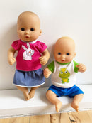 Dukketøj - 25-31 cm - T-shirt & nederdel - Fra 3 år. - Billede 1