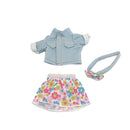 Dukketøj - 25-31 cm - Denimjakke, Nederdel & Pandebånd - Fra 3 år. - Billede 1