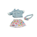 Dukketøj - 25-31 cm - Denimjakke, Nederdel & Pandebånd - Fra 3 år. - Billede 1