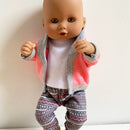 Dukketøj - 25-31 cm - Sweater, Top & Leggins - Fra 3 år. - Billede 1