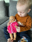 Dukketøj - 32-37 cm - Pink Vinterjakke - Fra 3 år. - Billede 1