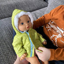 Dukketøj - 32-37 cm - Grøn Vinterjakke - Fra 3 år. - Billede 1