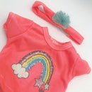 Dukketøj - 32-37 cm - T-shirt, shorts & pandebånd - Fra 3 år. - Billede 1