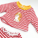 Dukketøj - 32-37 cm - Rødstribet pyjamas - Fra 3 år. - Billede 1