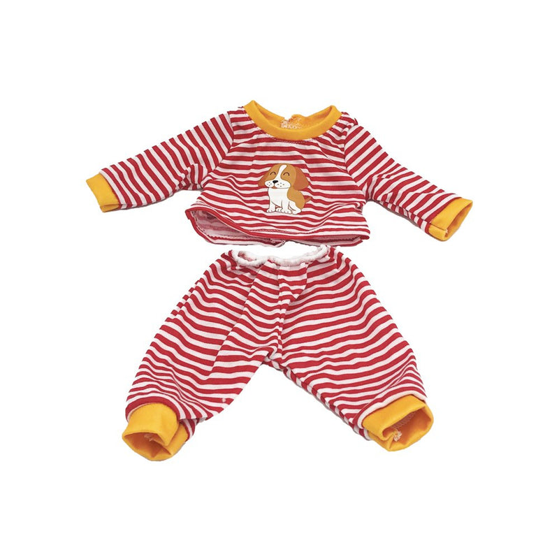 Dukketøj - 38-41 cm - Rød striber pyjamas - Fra 3 år. - Billede 1