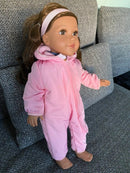 Dukketøj - 42-46 cm - Lyserød flyverdragt - Fra 3 år. - Billede 1