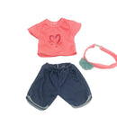 Dukketøj - 42-46 cm - T-shirt, shorts & pandebånd - Fra 3 år. - Billede 1