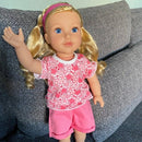 Dukketøj - 42-46 cm - T-shirt & shorts - Fra 3 år. - Billede 1