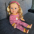 Dukketøj - 42-46 cm - Rødstribet pyjamas - Fra 3 år. - Billede 1