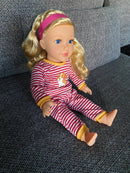 Dukketøj - 42-46 cm - Rødstribet pyjamas - Fra 3 år. - Billede 1