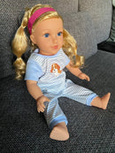 Dukketøj - 42-46 cm - Blåstribet pyjamas - Fra 3 år. - Billede 1