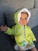 Dukketøj - 42-46 cm - Grøn Vinterjakke - Fra 3 år. - Billede 1