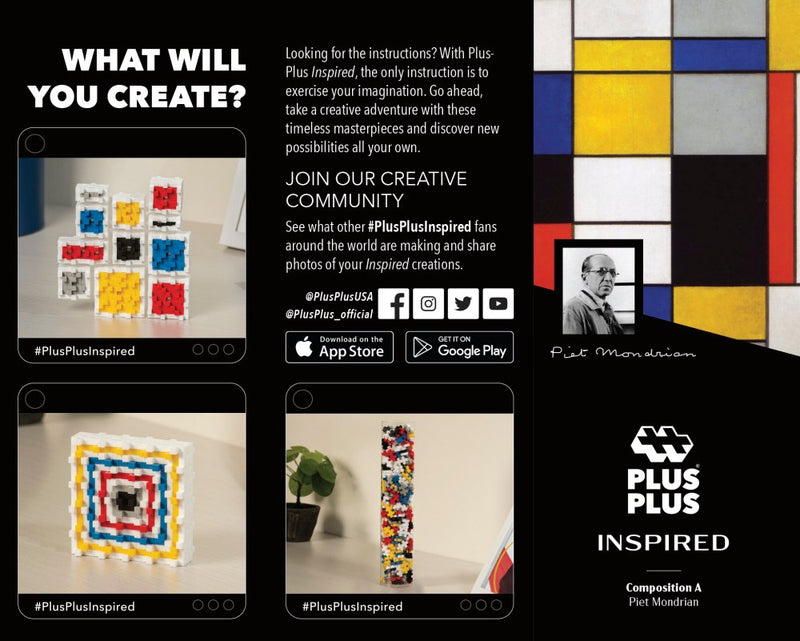 Plus-Plus Inspired - Piet Mondrian - Composition A - Fra 7 år - Billede 1