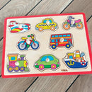 Knoppuslespil med Køretøjer - 8 brikker - Viga - Fra 18 mdr - Billede 1