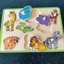 Knoppuslespil med Vilde Dyr - 8 brikker - Viga - Fra 18 mdr - Billede 1