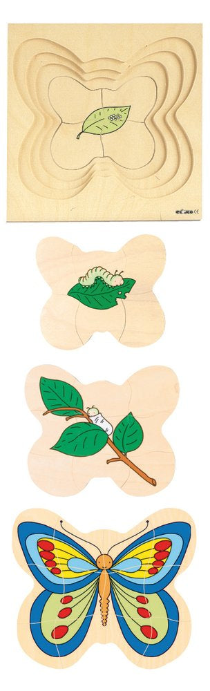 Puslespil fra Educo - Vokse Sommerfugl - 4 lag - 31 brikker. - Billede 1