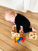 Puttekasse i træ med 12 klodser fra VIGA - Fra 12 mdr. - Billede 1