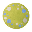 Rundt Grønt Tæppe med Prikker - Ø:2 meter - med kantsyning - Billede 1