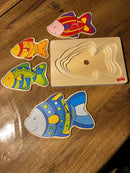 Puslespil fra Goki - Fisk med 4 lag - 11 Brikker.