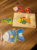 Puslespil fra Goki - Fisk med 4 lag - 11 Brikker.