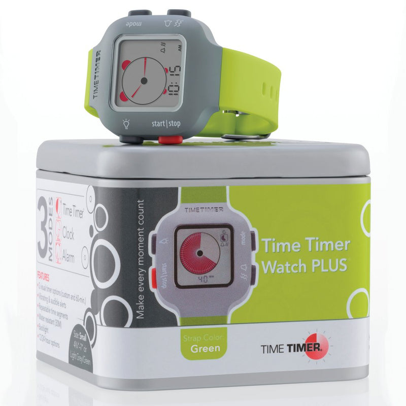 Time Timer Armbåndsur til barn og ung - Grå/Grøn - 12-17 cm. - Billede 1