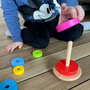 Stabeltårn i træ med 6 ringe fra Goki - 13 cm.