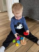 Stabeltårn i træ med 6 ringe fra Goki - 13 cm.