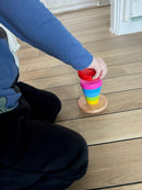 Stabeltårn i træ med 6 ringe fra Goki - 13 cm.