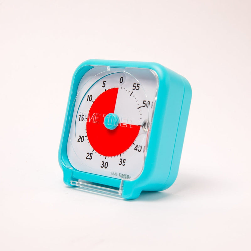 Time Timer 3" visuelt ur med alarm - 7,5 x 7,5 cm - Turkisblå farve.