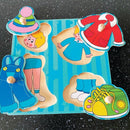 Knoppuslespil med Tøj - 4 brikker - Viga - Fra 12 mdr - Billede 1