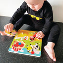 Knoppuslespil med Bondegård - 4 brikker - Viga - Fra 12 mdr - Billede 1