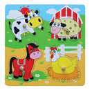 Knoppuslespil med Bondegård - 4 brikker - Viga - Fra 12 mdr - Billede 1