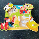 Knoppuslespil med Bondegård - 4 brikker - Viga - Fra 12 mdr - Billede 1