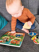 Knoppuslespil med Vilde Dyr - 4 brikker - Viga - Fra 12 mdr - Billede 1