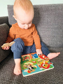 Knoppuslespil med Vilde Dyr - 4 brikker - Viga - Fra 12 mdr - Billede 1