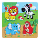 Knoppuslespil med Vilde Dyr - 4 brikker - Viga - Fra 12 mdr - Billede 1