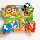 Knoppuslespil med Vilde Dyr - 4 brikker - Viga - Fra 12 mdr - Billede 1