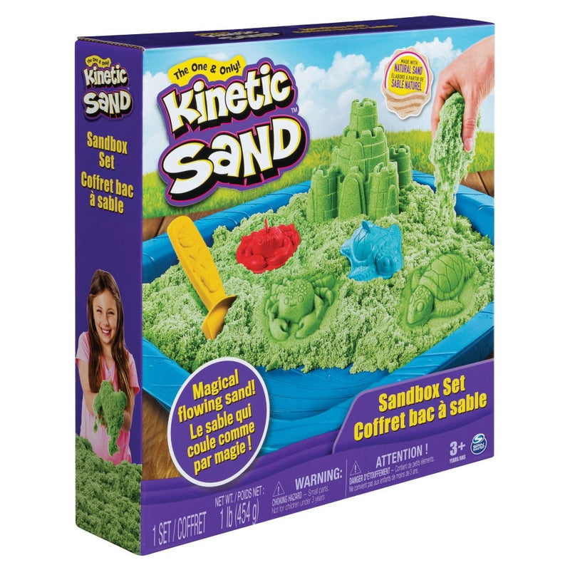 Kinetic Sand - Sandkasse med 455 gram magisk sand - Grøn farve. - Billede 1