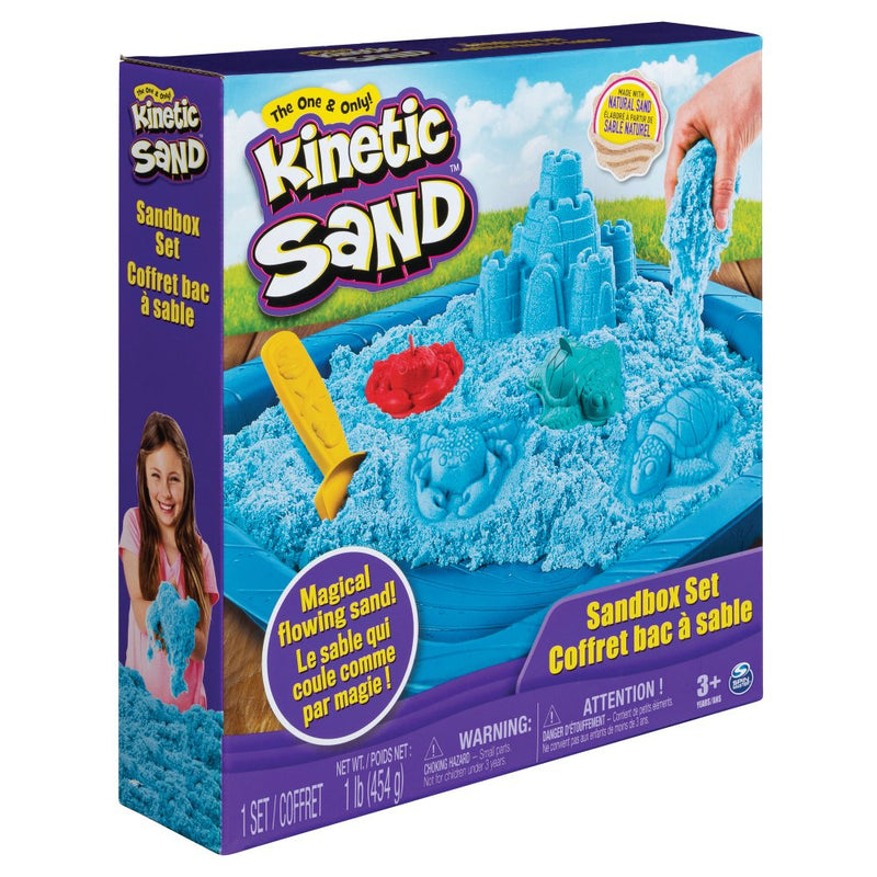 Kinetic Sand - Sandkasse med 454 gram magisk sand - Blå farve.
