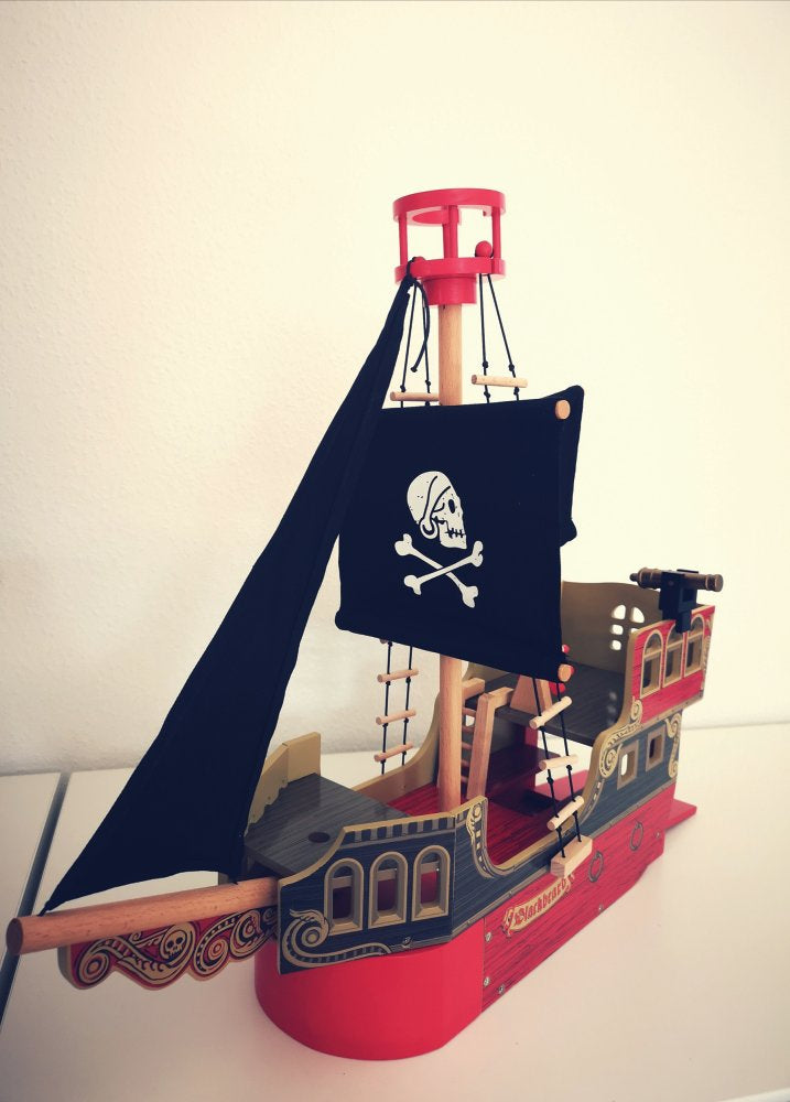 Piratskib i træ fra Papo - 55 x 14,5 x 51 cm. - Rød - Billede 1