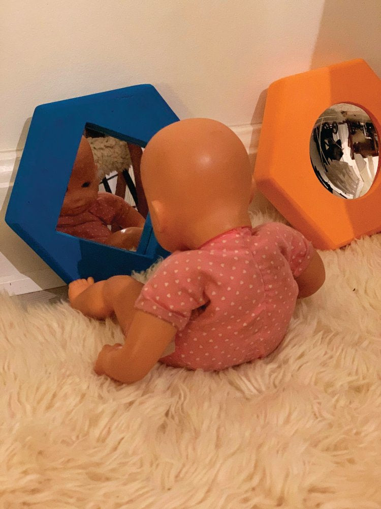Babyspejle af EVA Skum og Akryl - Sekskantede - 5 stk - TickiT. - Billede 1