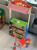 Lege-indkøbsvogn i metal med legemad indhold - Tanner - Fra 3 år. - Billede 1