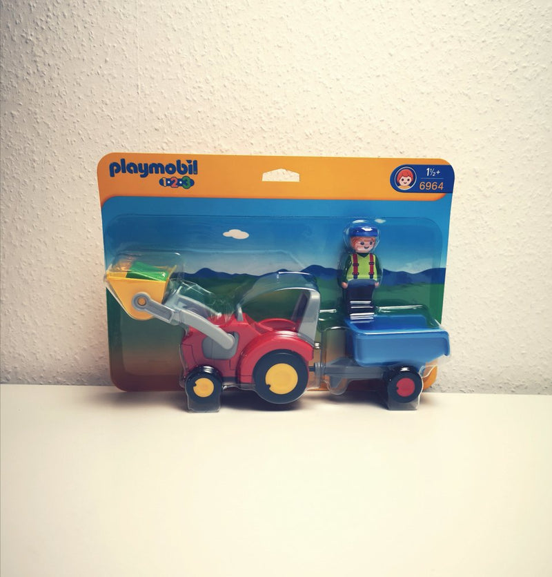 Playmobil 1.2.3 - Traktor m Trailer - fra 18 mdr. - Billede 1