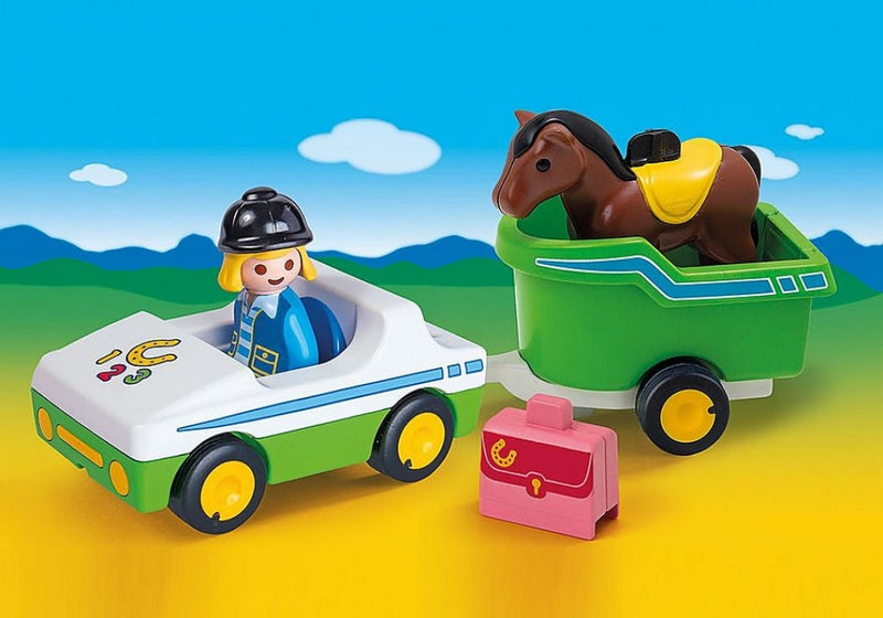 Playmobil 1.2.3 - Bil med hestetrailer - 70181. - Billede 1