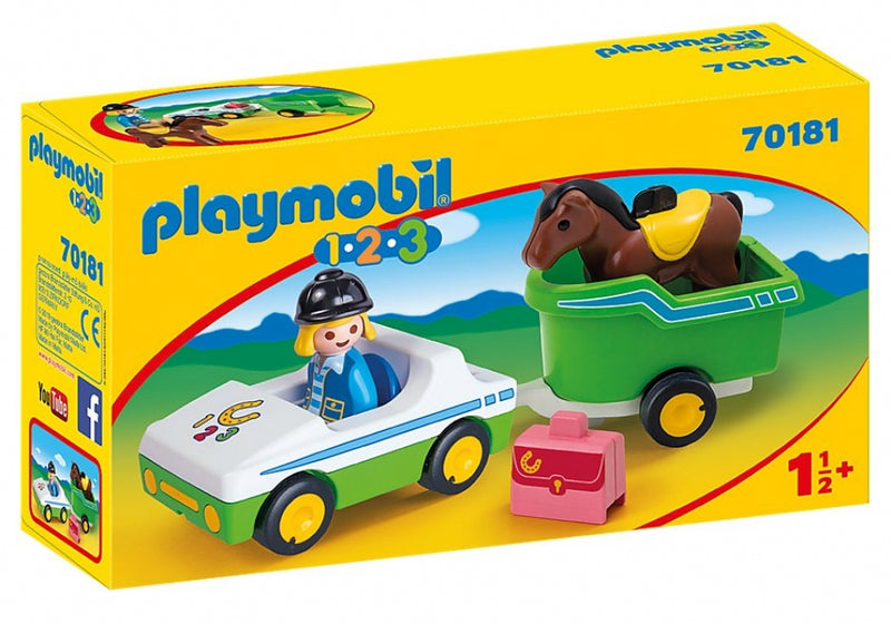 Playmobil 1.2.3 - Bil med hestetrailer - 70181. - Billede 1