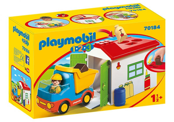 Playmobil 1.2.3 - Skraldebil med garage - 70184. - Billede 1