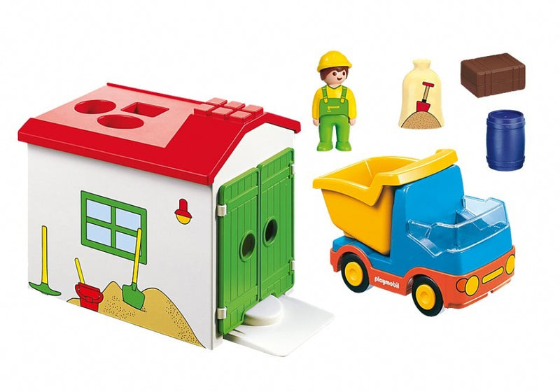 Playmobil 1.2.3 - Skraldebil med garage - 70184. - Billede 1